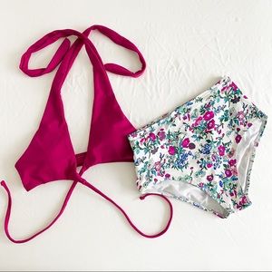 Bikini set purple bikini top and high waisted pant